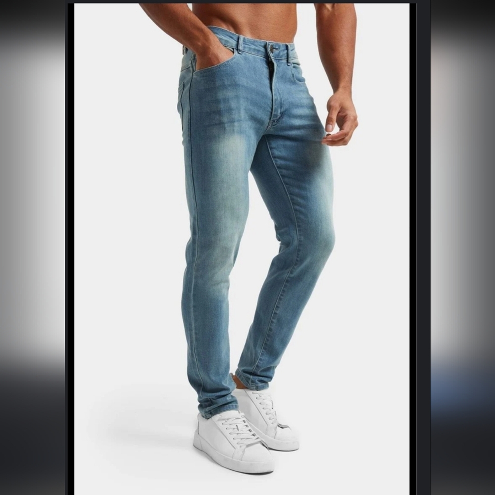 TAILOR VINTAGE Light Blue Skinny Jeans Men's  STRETCH SIZE 34X30